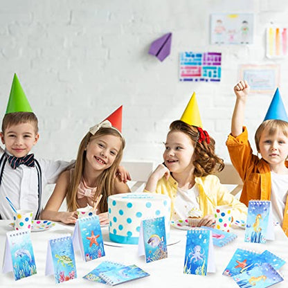 Nezyo 24 Pcs Mini Ocean Animals Notebooks Under the Sea Party Favor Set Sea Animal Pocket Notepads Underwater World Memo Books for Kids Classroom Rewards Birthday Party Gifts Favor