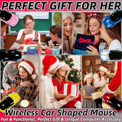 Red Wireless Mouse，Mini Car Computer Mouse，1600DPI 2.4G with USB Receiver, Ergonomic Cute Computer Mice for Laptop, PC, Windows, Mac OS (Red) - color: Red