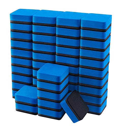 Favourde 48 Pack Magnetic Whiteboard Dry Erase Erasers Chalkboard Cleansers for Classroom, Home and Office (Blue) | Whiteboard Dry Erase Erasers Chalkboard Cleansers for School Supplies and Office Classroom and Teacher Must Haves ,(Blue) - color: Blue