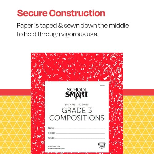 School Smart Skip-A-Line Composition Books - Grade 3, 50 sheets, Red - size: 50 Sheets/100 Pages - Grade 3