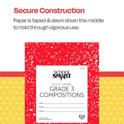School Smart Skip-A-Line Composition Books - Grade 3, 50 sheets, Red - size: 50 Sheets/100 Pages - Grade 3