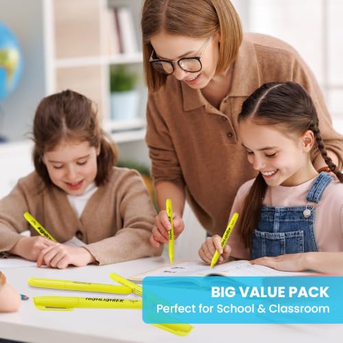Taja Highlighters 96 Pack Value Pack, Bright Yellow, Chisel Tip Marking Pens with Clean Ink, Suitable for School, Office, and Daily Use - color: Yellow