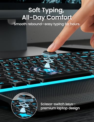 SABLUTE Wireless Keyboard and Mouse Combo, Rechargeable 4000mAh Light up Quiet Keyboard with Wrist Rest & Phone Holder, Ergonomic Silent Typing for PC/Mac/Laptop/Windows/Chrome OS