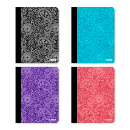 BAZIC PRODUCTS Paisley Composition Notebook, College-Ruled, 4 Titles | 100 college-ruled sheets (200 pages), sewn binding, 9.75 x 7.5 in - size: 4-Pack