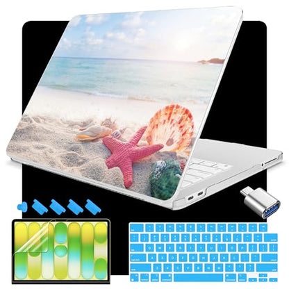 Teryeefi for New MacBook Neo 13 inch 2026 Release Model A3404, Sleek Hard Shell Cover, Keyboard Skin, Screen Protector & USB-C Adapter (Beach) - color: Beach