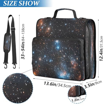 3 Ring Zipper Binder Galaxy Starry Sky Binders Bag with Shoulder Strap 500 Sheets Paper Organizer Trapper Keeper Documents Storage File Folder for School Office - color: A1126