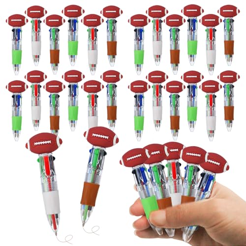 24 Pcs Football Party Favors Football Multicolor Pen in One 4-in-1 Cute Fun Pens Bulk Kawaii Ballpoint Pen for Sports Goodie Bags Stuffers (Football) - style: Football
