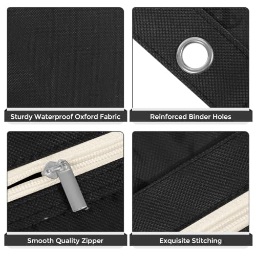 SKYDUE Pencil Pouch for 3 Ring Binder, 3 Compartment Zipper Pencil Case, Large Capacity Pen Organizer with Clear PVC Window for School Supplies, Students, Kids & Teachers - color: Black
