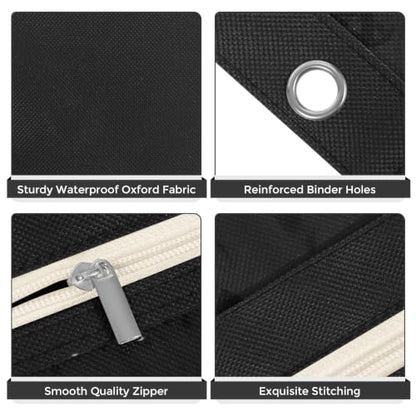 SKYDUE Pencil Pouch for 3 Ring Binder, 3 Compartment Zipper Pencil Case, Large Capacity Pen Organizer with Clear PVC Window for School Supplies, Students, Kids & Teachers - color: Black