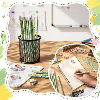 48 Pcs/24 Sets 1st Graders Pencils and Erasers Bulk Set Motivational Pencils Back to School Supplies for Kids Student Inspirational Teacher Classroom Reward Party Favors Gifts - style: 1st Grader