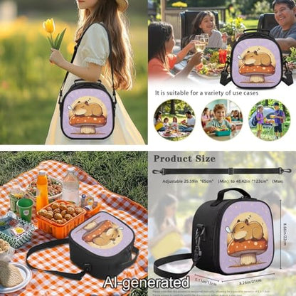 Capybara Kids School Backpack Set 5 Piece Bookbag with Lunch Bag Pencil Case and Water Bottle Carrier for Elementary and Middle School - color: Capybara
