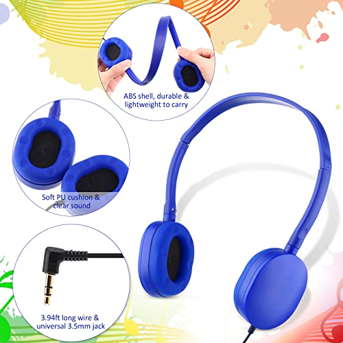 Konohan 18 Pack Class Set Headphones for Students Bulk Headphones for Classroom School Adjustable 3.5mm Wired Earphones Classroom Must Haves Teacher Supplies(Blue) - color: Blue