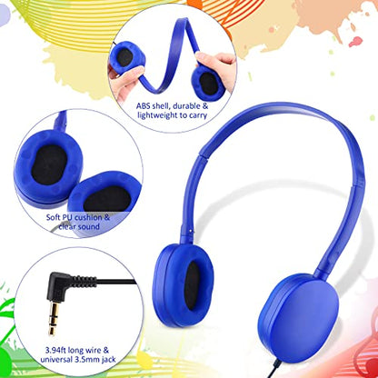 Konohan 18 Pack Class Set Headphones for Students Bulk Headphones for Classroom School Adjustable 3.5mm Wired Earphones Classroom Must Haves Teacher Supplies(Blue) - color: Blue