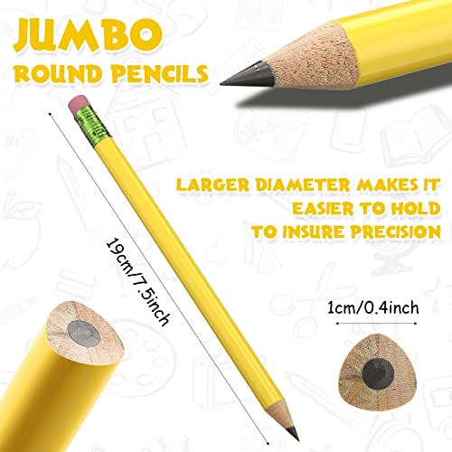 Fainne 48 Pcs Fat Pencils Jumbo Big Thick Large Pencils and 3 Pieces Sharpeners for Kids Beginners Preschoolers Kindergarten School Office Supplies(Yellow+Green,Triangle) - color: Pink,Yellow, style: Triangle