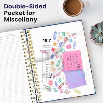 Large Spiral Lined Notebook for Work with Dividers & Tabs, 8.5"x11" Hardcover 5 Subject Notebook, College Ruled, 280 Pages, Stained Ship - color: G - Stained Ship