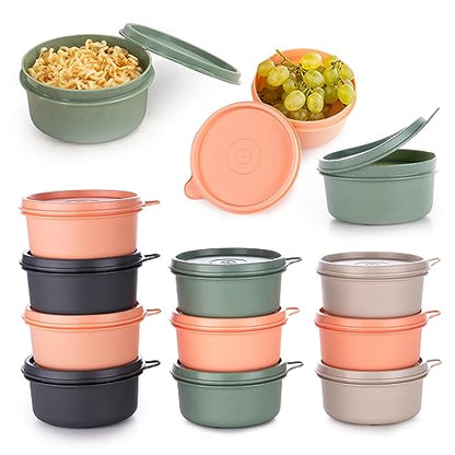 9 oz Small Round Food Storage Containers with Lids Set of 10, Airtight Leakproof Reusable, Plastic To Go Bento Box, Mini Lunch Box, Snack Storage Bowl, for Kitchen, Picnic (10)