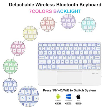 IVEOPPE Keyboard Case for Xiaomi Pad 8/8 Pro/Pad 7/7 Pro 11.2 Inch Trackpad | 7 Color Backlit, Magnetic Detachable Wireless Bluetooth Keyboard, Multi-Touch Trackpad, Stain Resistant Cover, Rechargeable - color: Light Blue (Backlit Keyboard)