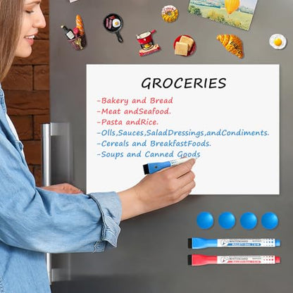 Magnetic Whiteboard for Fridge, 24" x 16" Dry Erase Board Set with Markers & Eraser, Strong Magnet & Stain-Resistant Surface, Fridge Calendar for Notes, Grocery List, Meal Planning & Family Schedule - size: 24"x16", style: 1 Pack