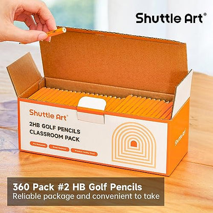 Shuttle Art 360 Pack #2 HB Golf Pencils, Wood-cased 3.5” Mini Pencils Bulk, Pre-sharpened Small Pencil for Kids Teachers Writing Marking Sketching, Classroom Essentials, Back to School Supplies - color: Yellow