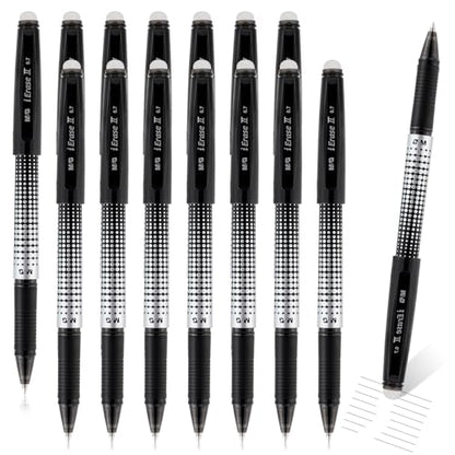 M&G Erasable Pens, 15 Pcs Erasable Gel Pen Medium Point 0.7mm, Black Erasable Gel Ink Pen with Comfort Grip and Cap, Make Mistakes Disappear for Drawing Writing Planner and Crossword Puzzles - color: Black