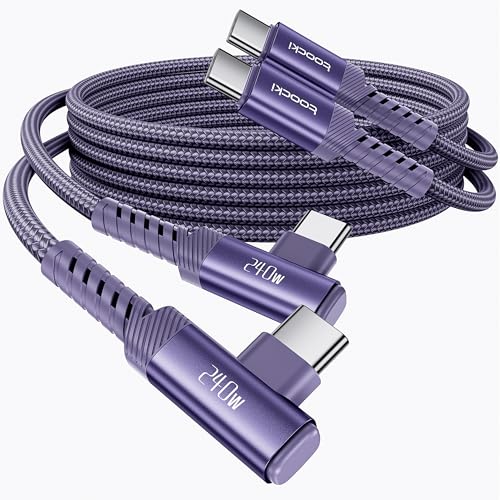 USB C Cable [2Pack, 6.6ft] 240W Fast Charging Type C Cord, Nylon Braided USB 2.0 Cable for iPhone 17 16 15 Pro Plus Pro Max Air, iPad Pro, Samsung Galaxy S24 S23, Switch, MacBook Pro, Pixel-Purple - color: Purple, size: 6.6+6.6FT