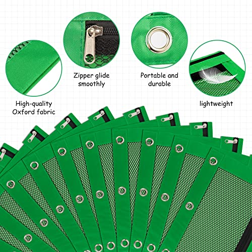 IKAYAS 3 Pack Pencil Pouch for 3 Ring Binder with Zipper, Pouch Bags for Classroom, Storing School Supplies, Green - color: Green