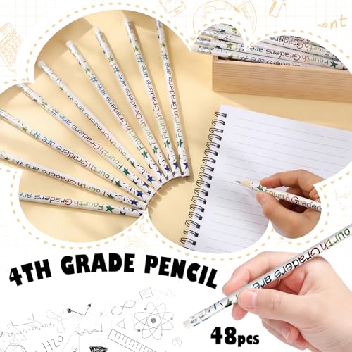 Tenceur 48 Pcs 4th Graders Pencils Bulk Motivational Pencils with Erasers Inspirational Pencil with Back to School Supplies for Kids Student Teacher Classroom Reward - style: 4th Graders