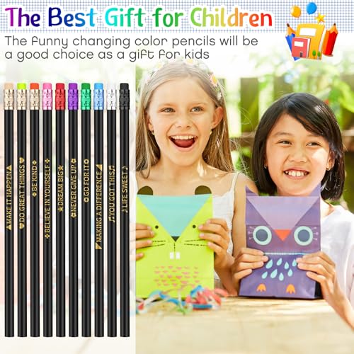 Eersida 80pcs Color Changing Pencil Bulk Back to School Pencils with Eraser Encourage Saying Thermochromic Fun Pencils for Kids Students Classroom First Day of School Gifts (Positive) - style: Positive
