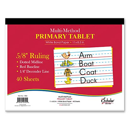 iScholar Multi-Method Primary Tablet, .625 Inch Ruling, 40 Sheets, 11 x 8.5 Inches (11802) - size: 0.625 Inch Ruling