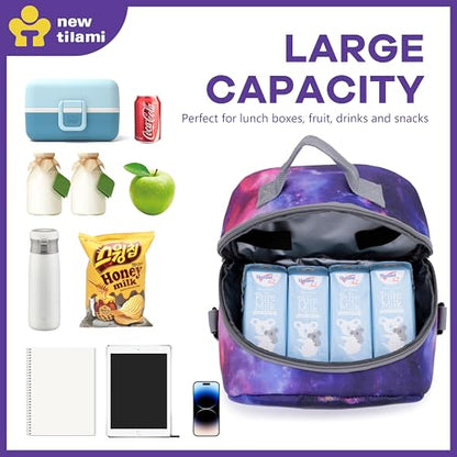 NEW TILAMI Kids Lunch Bag Double Insulated for tilami Rolling Backpack Girls Boys forTravel School Picnic, Galaxy Purple Blend - color: Galaxy Purple Blend
