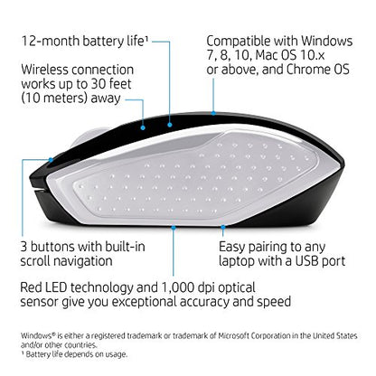 HP Wireless Mouse 200 (Black/Silver, 2HU84AA)