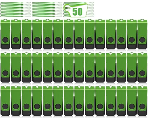 AGECASH 1GB USB Flash Drive 50 Pack Bulk USB Thumb Drive Green Swivel USB 2.0 Flash Drives Memory Stick 1GB USB Drive Pack of 50 Pen Drive Jump Drive Multipack for Data Stroage and Backup - color: 50PCS(Green), size: 1GB