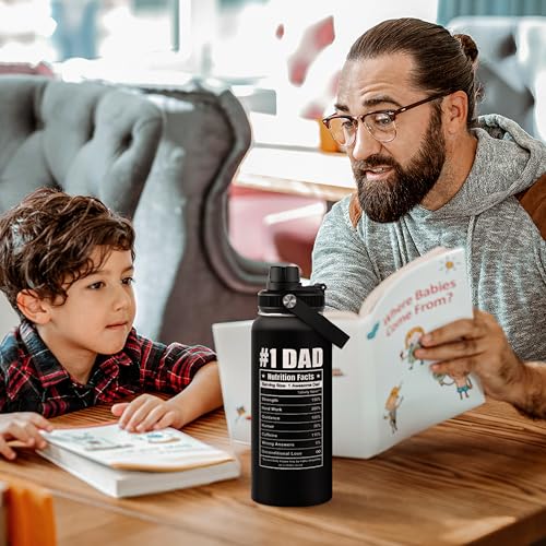 Best Dad Ever Water Bottle 32oz - Dad Bottle Stainless Steel Insulated Sports Bottles with Lid, Gifts for Father from Daughter Son, Dad Gifts for Birthday Christmas Fathers Day - color: Dad 1