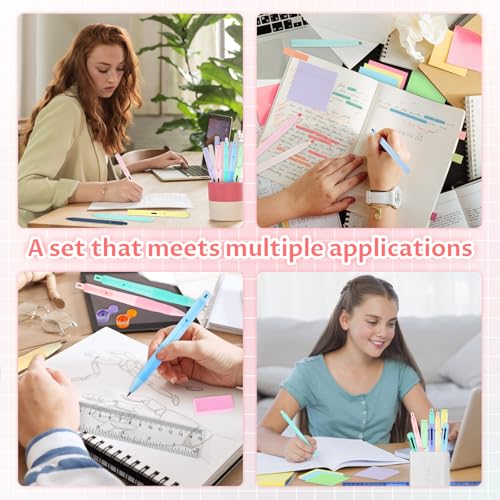 80Pcs Aesthetic School Supplies with Cute Pencil Case, 12 Pastel Highlighters, 4 Multicolor Ballpoint Pens, 6 Gel Pens with Refills, 10 Mechanical Pencils with Leads for Student Stationery Set(Pink) - style: Pink