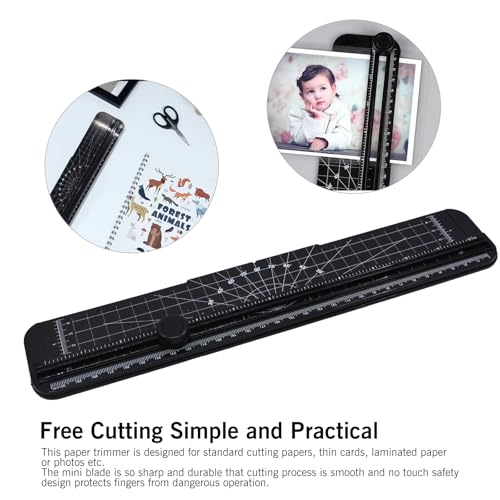 2PCS Paper Cutter Slider, 12 Inch Portable Paper Trimmer, Straight Cutting Guillotine, Cardboard Cutter for Paper Photo Vinyl Label Coupon Craft Paper(Black) - color: Black