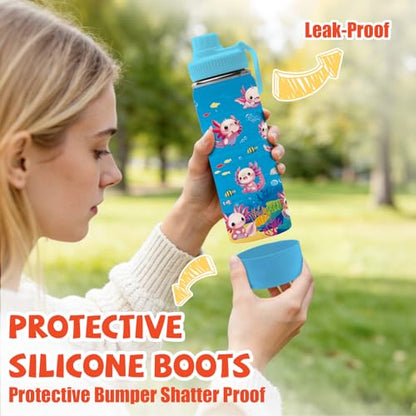 Salamander Gifts for Kids - 18oz Salamander Water Bottle with Straw Lid, Kids Stainless Steel Insulated Water Bottle, Leak Proof, BPA-Free, Animals Cup for School, Travel, Birthday Gift Cup for Teens - color: Salamander