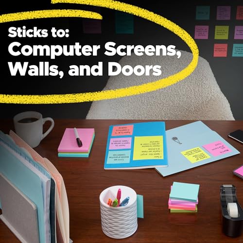Post-it Super Sticky Notes, 3 Sticky Note Pads, 3 x 3 in., School Supplies, Office Products, 2X the Sticking Power, Red, White, Blue (Pack of 6) - size: 3x3 inches (Pack of 6)