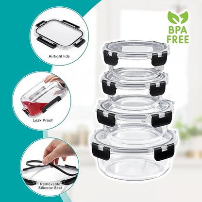Sorbus Glass Meal Prep Containers, Dishwasher and Oven Safe Reusable Meal Prep Containers, Freezer Safe Glass Food Storage Containers with Airtight Lids - size: 12 Pack Set