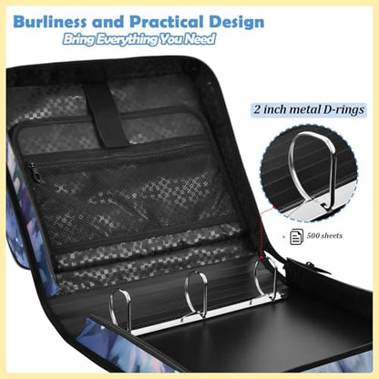 Wolves 2-inch 3 Ring Zipper Binder with Shoulder Strap Holds 14 Inch Laptop for Students and Office - color: Wolves