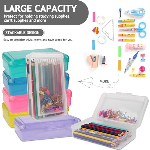 SFLHHDM Large Pencil Box, Double Layer Capacity Pencils Holders, Clear Hard Pen Case with Snap-tight Lid, Plastic Pencil Case for Office School, Pen Boxes Storage School Box (Transparent-1pcs) - color: Transparent-1pcs