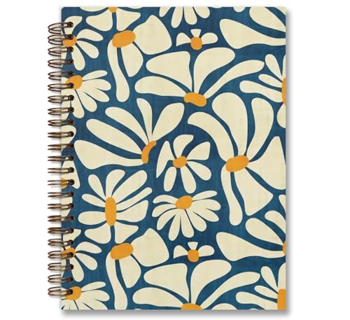 Vintage Aesthetic Flower Spiral Notebook Journal, 5.5×8.3 Inch | Trendy College Ruled Journal for Teen Girls Student Teacher, School Office Desk Accessories - color: flower 8