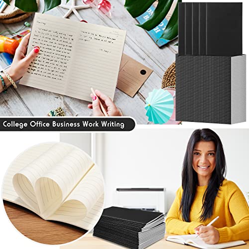 Handepo 100 Pack Black A5 Composition Notebooks Bulk 5"x8" Wide Ruled Kraft Soft Cover Journals, 60 Pages Composition Notebooks Bulk School Supplies for Students Classroom Office - color: Black, size: A5