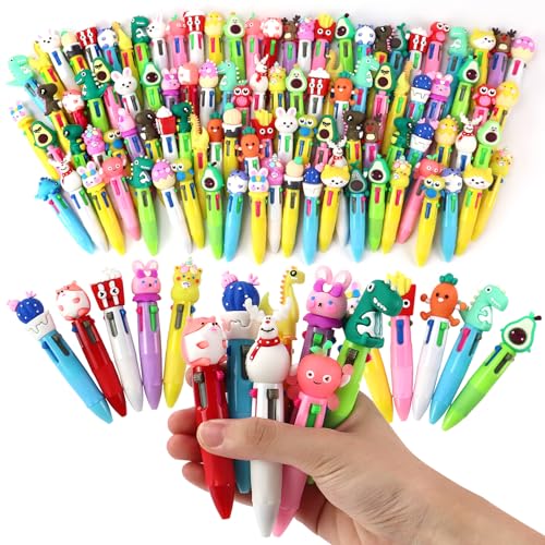 100Pcs 4-in-1 Multicolor Ballpoint Pens All In One Mini Cute Ball Point Pens Bulk, Kawaii Ballpoint Pen for Birthday Parties,Xms Exchange Gift for School Classroom - color: 100 Pack