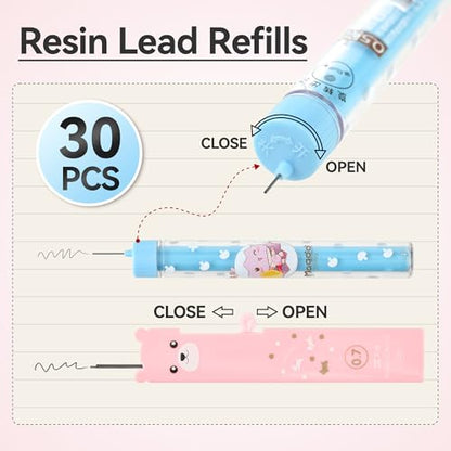 12PCS Cute Mechanical Pencils 0.5/0.7mm with Eraser & Lead Refills | Kawaii Cartoon Mechanical Pencil Set Bulk Pack