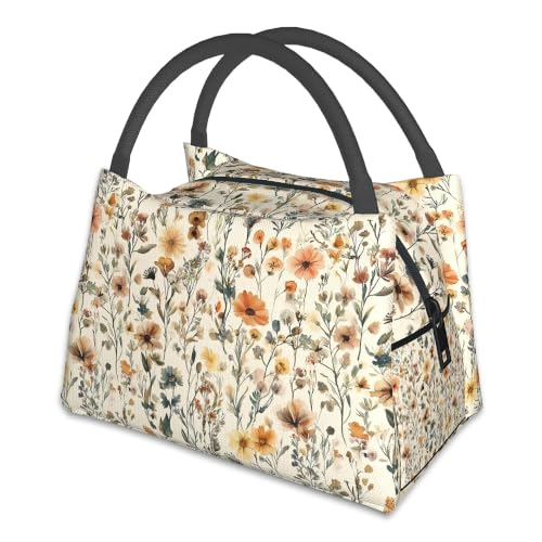 Vintage Flowers Lunch Bag for Kids,Cute Rustic Floral Lunch Box for Women,Leakproof Large Capacity Thermal Insulation Cooler Tote Bag for Nurse Teacher Work Picnic - color: Vintage Flowers