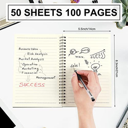 Yahenda 18 Pcs Spiral Notebooks Bulk, A5 8.3 x 5.5 Inch College Ruled Lined Notebooks, 100 Pages Soft Cover Journals for Students Classroom Office Back to School Supplies (Black Color) - color: Black