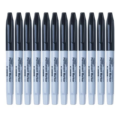 Fine Point Permanent Markers - 12 Pack, Black Pens - School Supplies | Create clear, permanent marks with durable fine point black markers for home, school, or office - style: 12 Black Fine Point