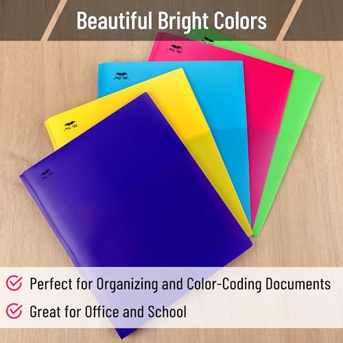 Mr. Pen- Plastic Folders with Pockets and Prongs, 10 Pack, Letter Size, Flexible Plastic Folders with Prongs - color: Bright Colors, size: 10 Pack