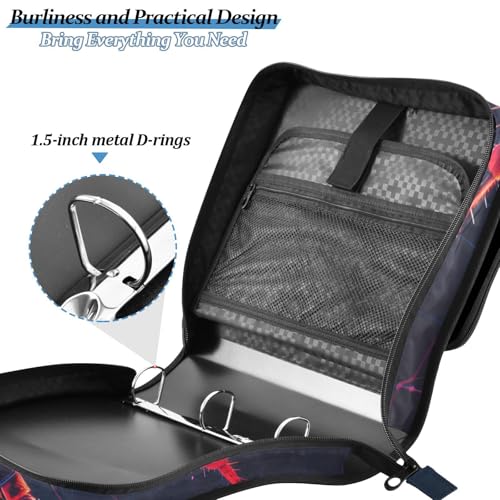 Spider Zipper Binder Bag 3 Ring Binder with Shoulder Strap Zip Up 500 Sheets Capacity Multi Pockets for School Office Supplies - color: Multi479, size: Fit 500 Sheets