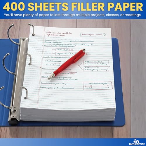 1InTheOffice Loose Leaf Paper College Ruled, Notebook Filler Paper, 8.5" x 11", 3-Hole Punched, White, 300 Pack